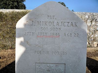 MIKOLAJCZAK Antoni Jan
- 22 ans -
Pilote POLISH AIR FORCE - 301 squadron
Décédé 27.07.1945 

