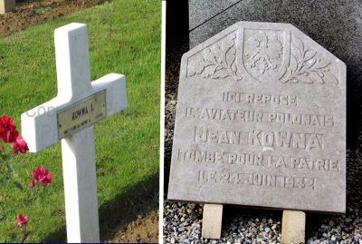 KOWNA Jan
Décès 24.06.1942
Hôpital de Lille
Inhumé à la place de Rozkosz Franciszek qui a été exhumé pour une destination inconnue
Polish Air Force
Tombe 2 - Carré II - Rang E
copyright photo Piotr Packowski
copyright Frania  
