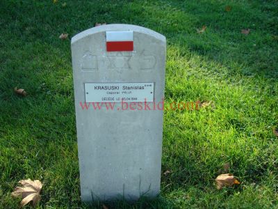 KRASUSKI Stanislaw
Décès 05.04.1944  
1er Régiment Infanterie Polonais
Caporal
Provenance Bourg-en-Bresse (01)
Inhumation 05.06.1958 - PV 25.26
Carré D - Rang 4 - Tombe 45
Copyright Frania
