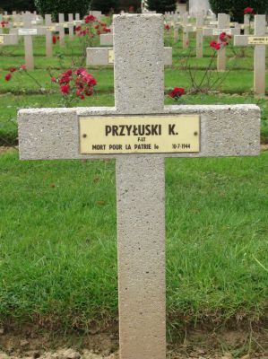 PRZYLUSKI Kazimierz
- 27 ans -
Né 11.08.1916 Human (Russie)
Décès 10.07.1944 Thiville (28)
Matricule P 0838
Polish Air Force
305ème Escadron Wielkopolskie
Lieutenant
Tombe 8 - Carré II - Rang AA
copyright photo Piotr Packowski
copyright Frania
